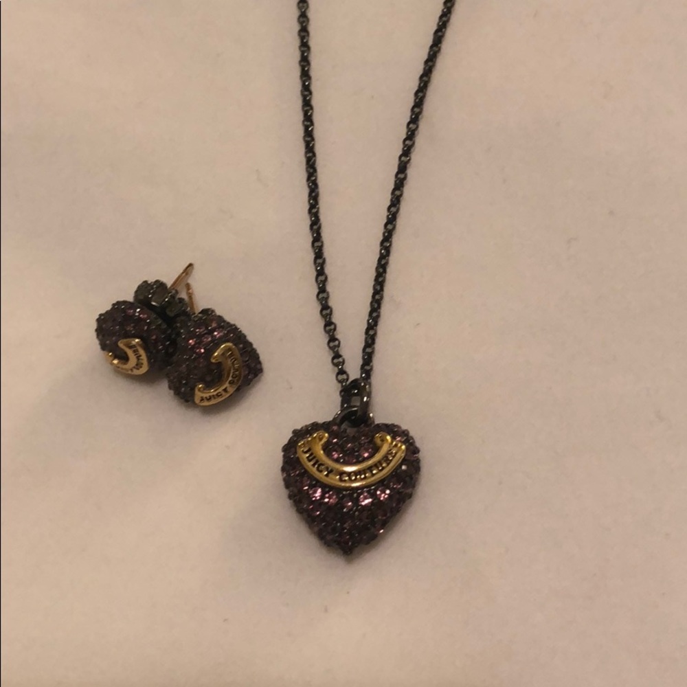 Heart necklace and earring set juicy couture